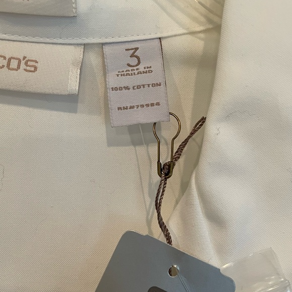 NWT Chicos white dress shirt with button details on shoulder. - Picture 3 of 6